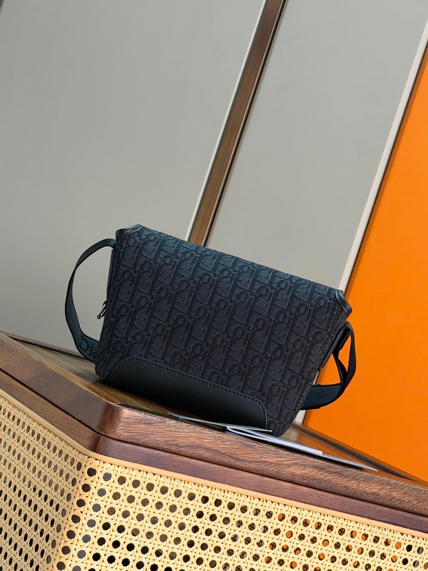 Mini Dior Jett Messenger Bag with Flap - Black Dior Oblique Jacquard