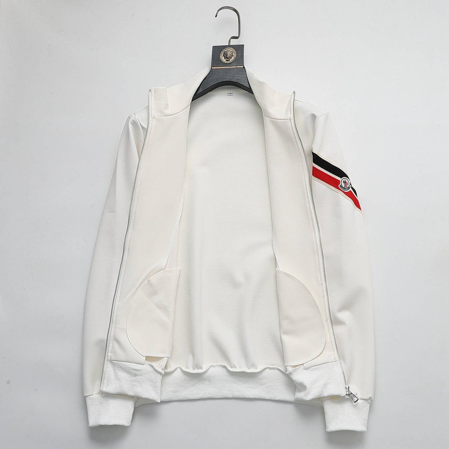 Moncler Tricolor Striped Patch Technical Tracksuit White