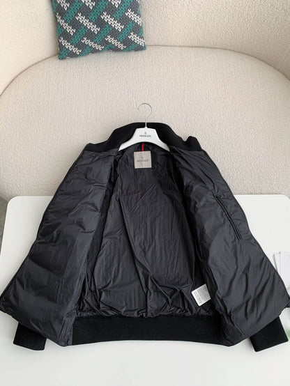 Moncler Black Padded Wool Zip-Up Cardigan Jacket