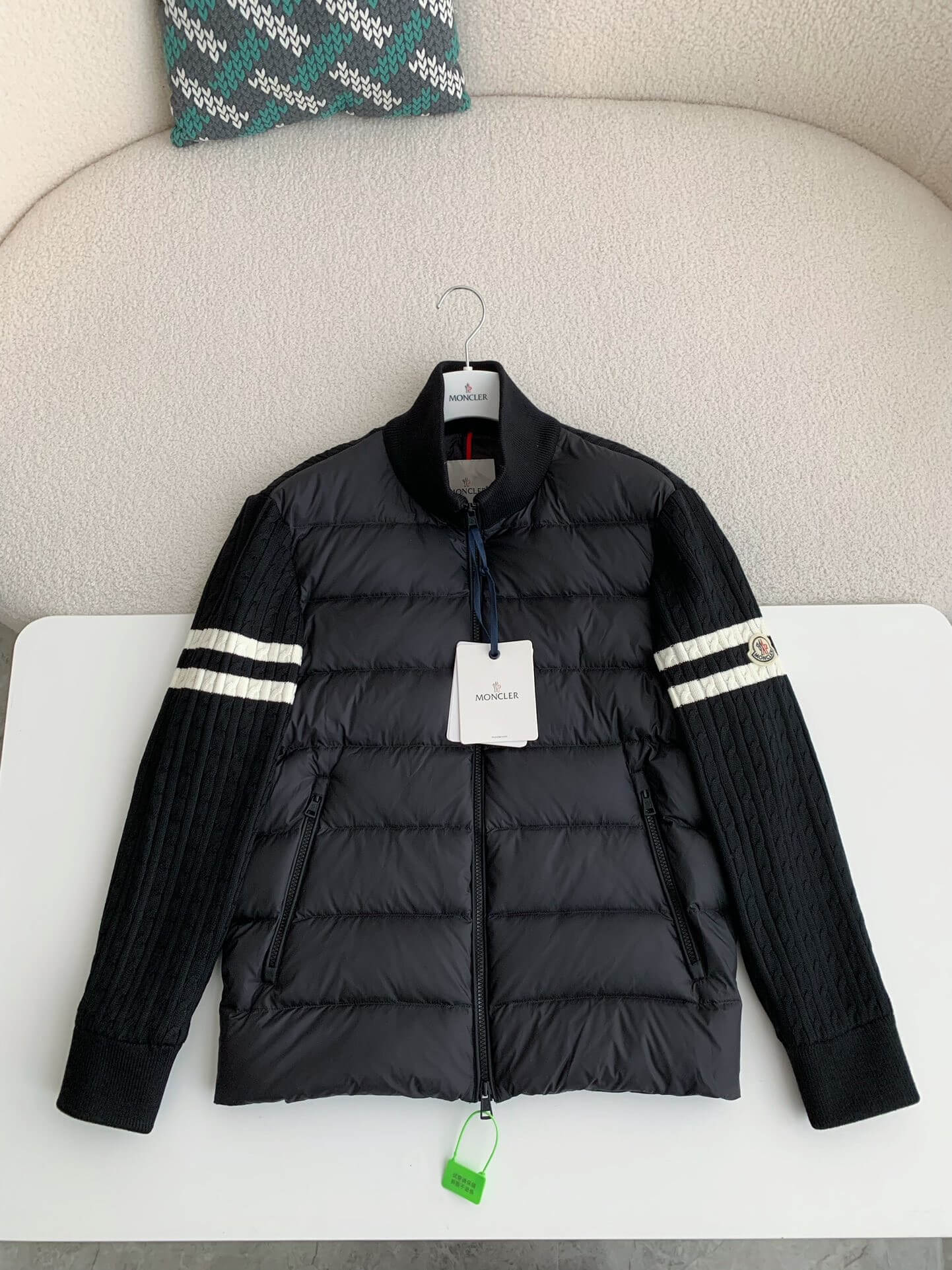 Moncler Black Padded Wool Zip-Up Cardigan Jacket