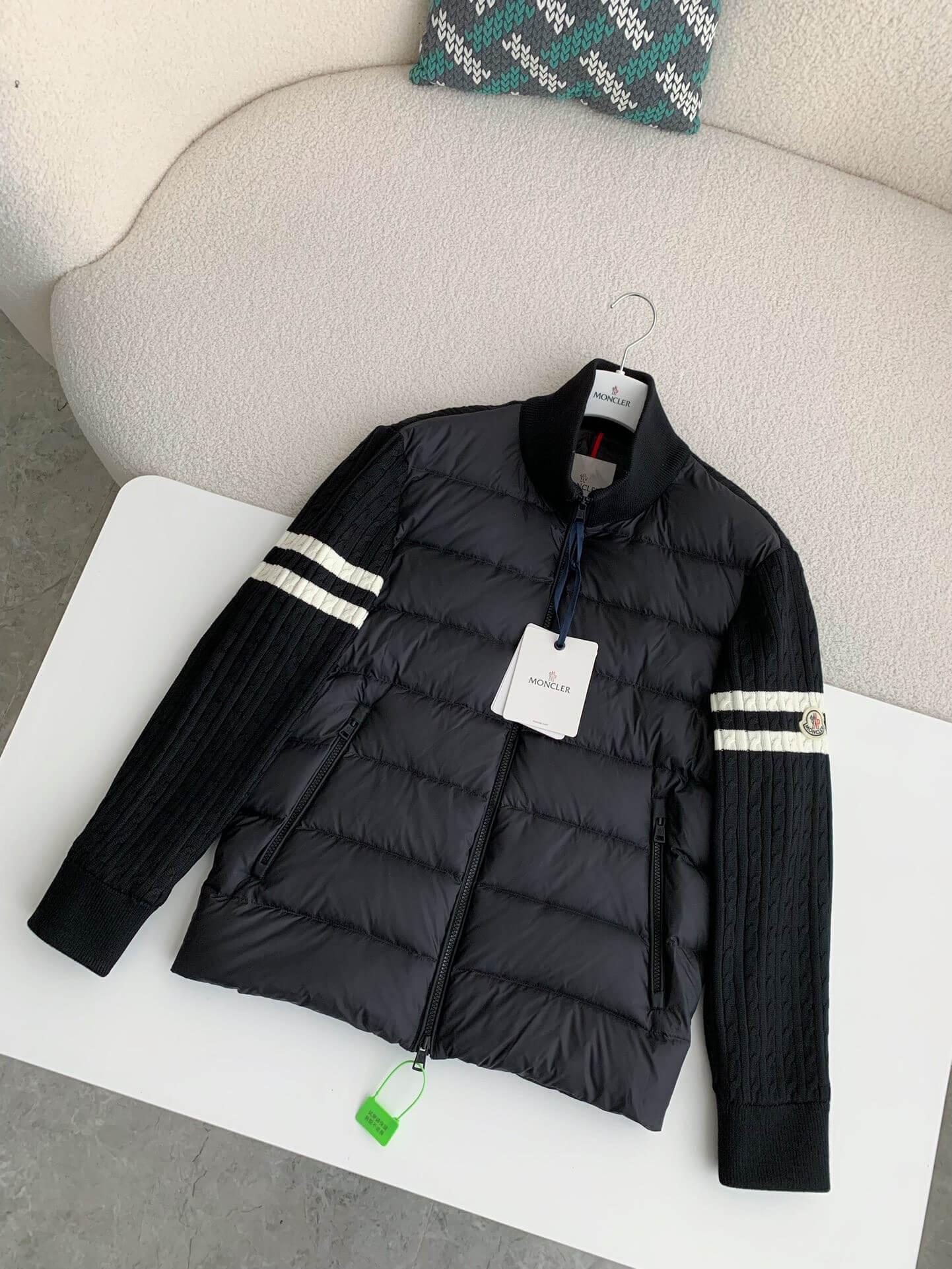 Moncler Black Padded Wool Zip-Up Cardigan Jacket