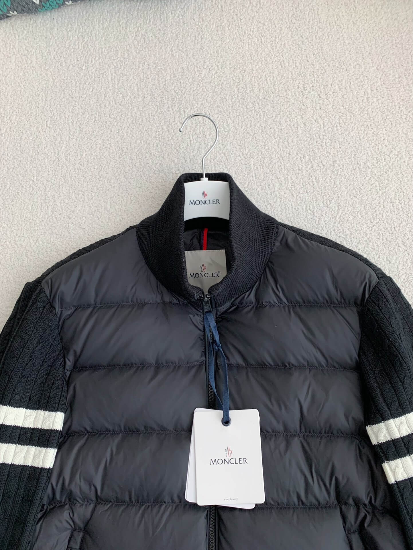 Moncler Black Padded Wool Zip-Up Cardigan Jacket