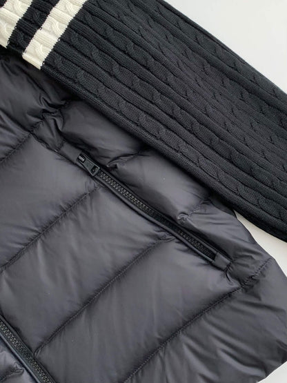 Moncler Black Padded Wool Zip-Up Cardigan Jacket