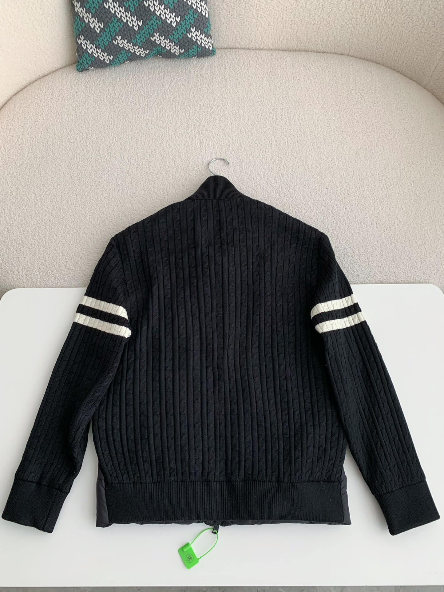 Moncler Black Padded Wool Zip-Up Cardigan Jacket