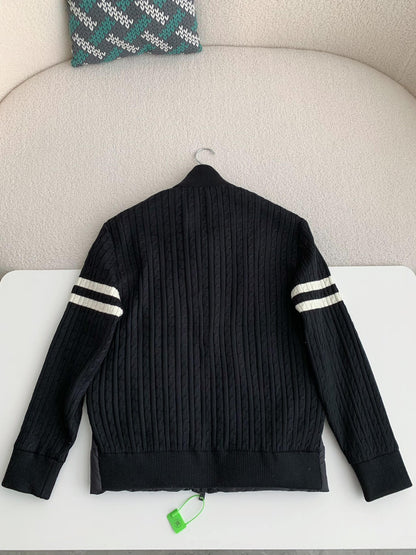 Moncler Black Padded Wool Zip-Up Cardigan Jacket