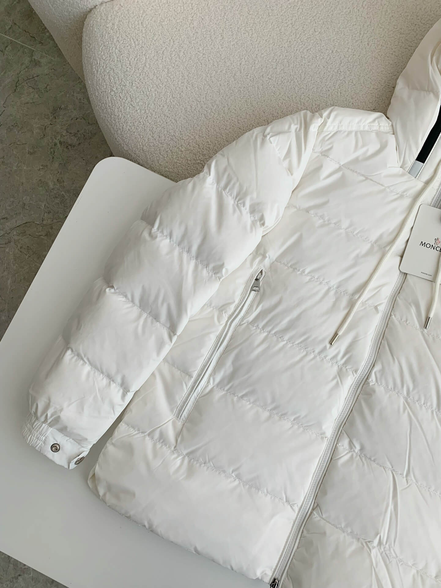 Moncler Cardere Quilted White Down Jacket