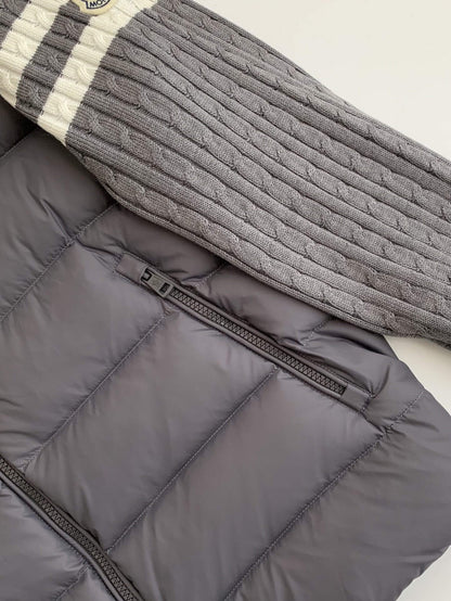 Moncler Dark Gray Padded Wool Zip-Up Cardigan Jacket