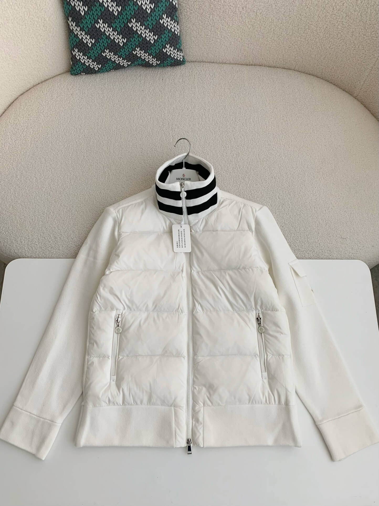 Moncler Down-paneled White Cotton jacket