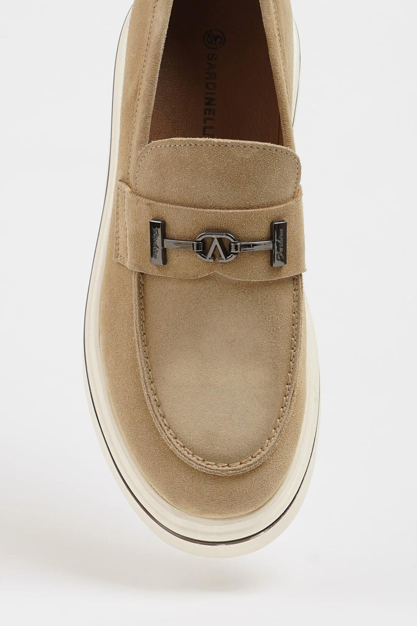 HolloShoe Beige Suede Horsebit Loafers for Stylish Men main image 1