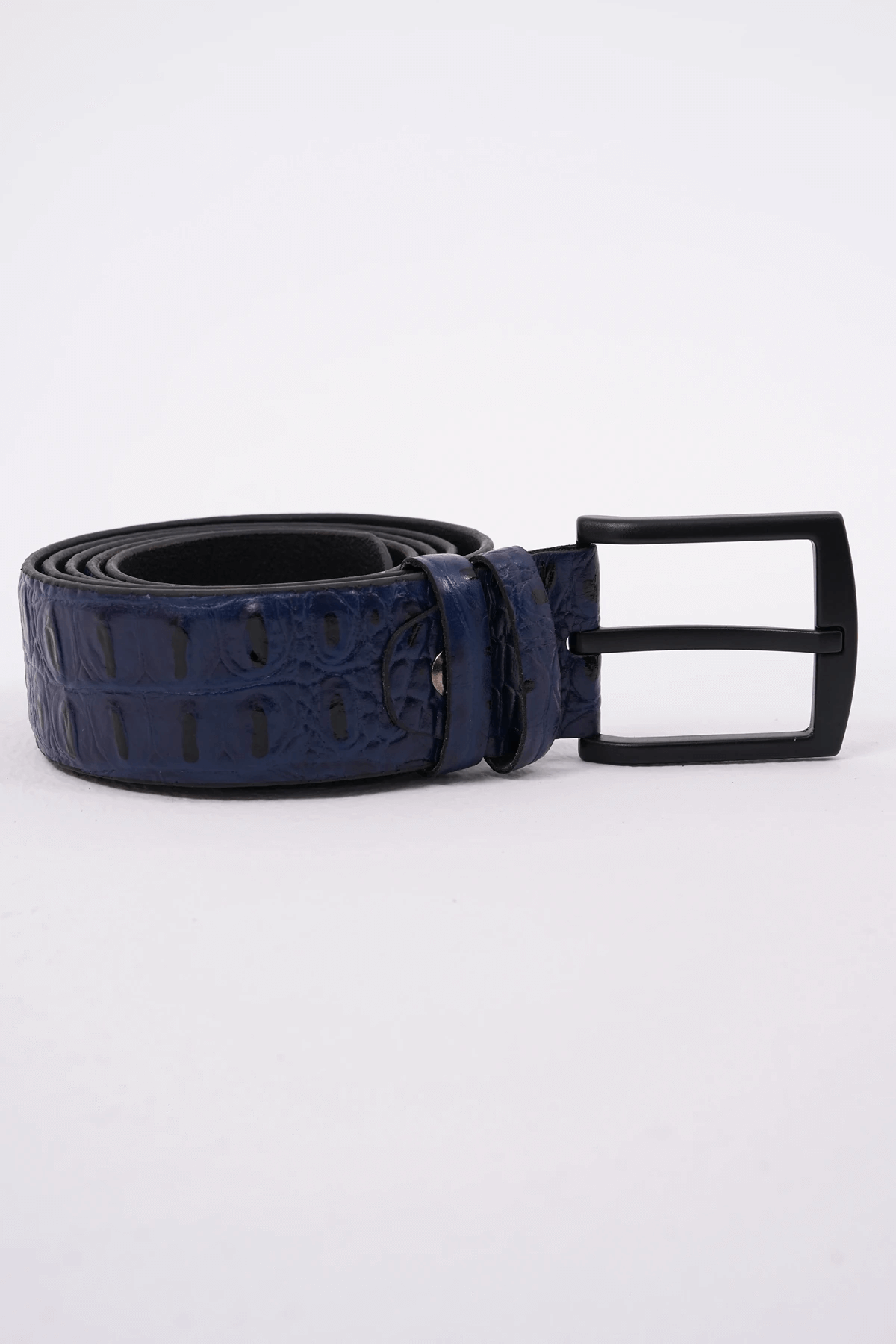 Navy Blue Crocodile Detailed Belt