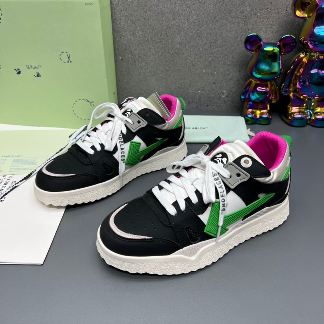 Off-White 'Black White Green' Sponge Mid Top Sneaker