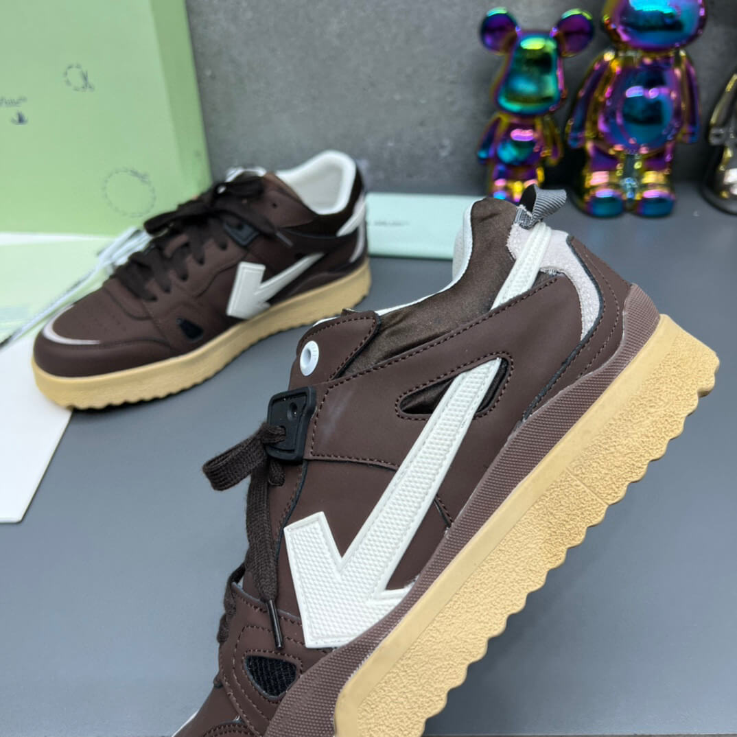 Off-White Brown Beige Sponge Mid Top Sneaker