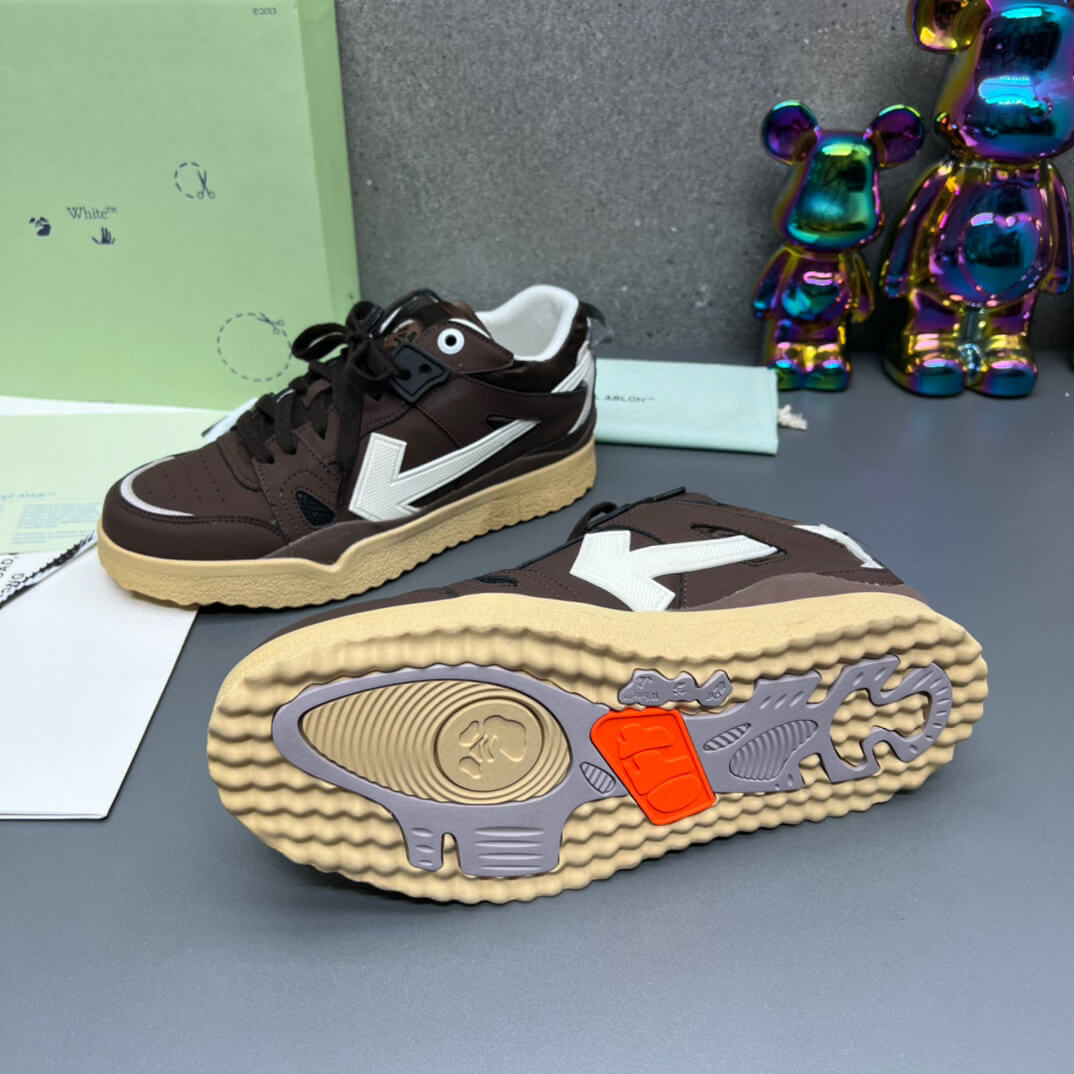 Off-White Brown Beige Sponge Mid Top Sneaker