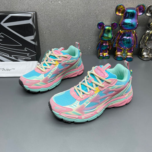 Off-White Light Pink & Turquoise Blue Be Right Back Sneakers