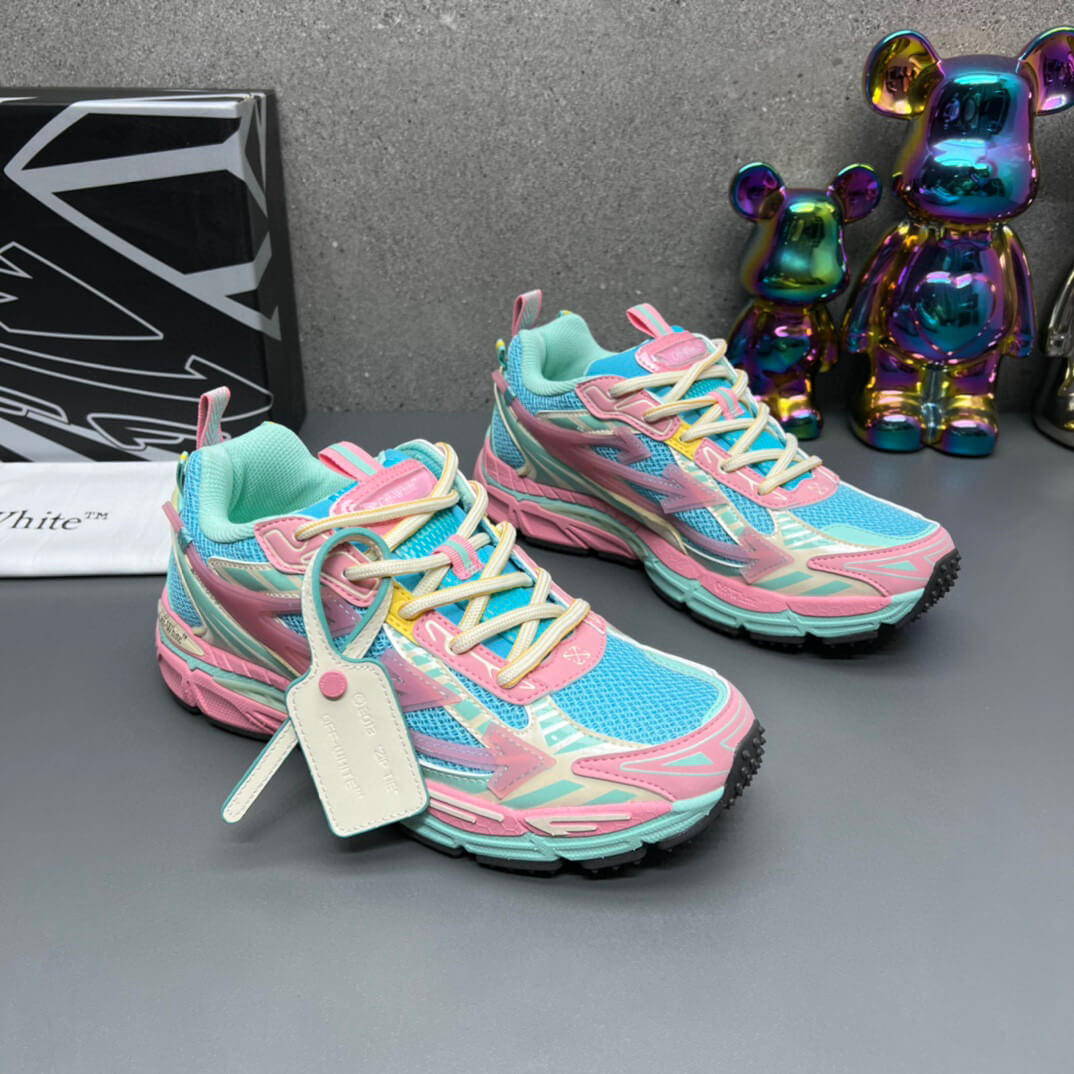 Off-White Light Pink & Turquoise Blue Be Right Back Sneakers