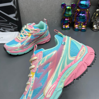 Off-White Light Pink & Turquoise Blue Be Right Back Sneakers