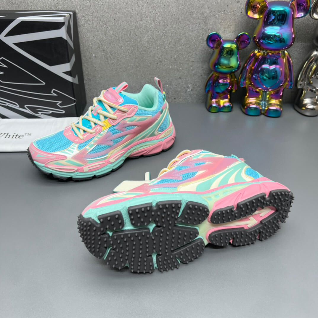 Off-White Light Pink & Turquoise Blue Be Right Back Sneakers