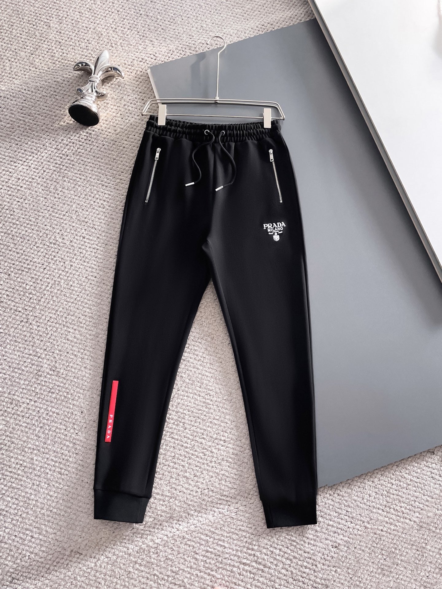Prada Linea Rossa Tracksuit Set - Black Technical Knit Cargo Jacket & Joggers