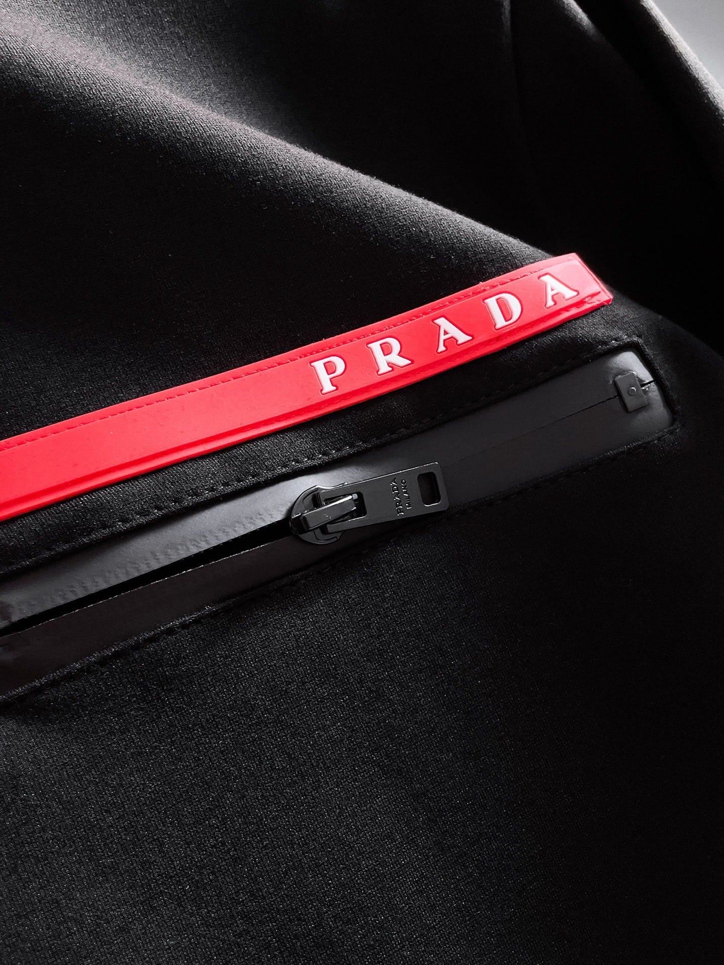 Prada Linea Rossa Tracksuit Set - Black Technical Knit Zip Jacket