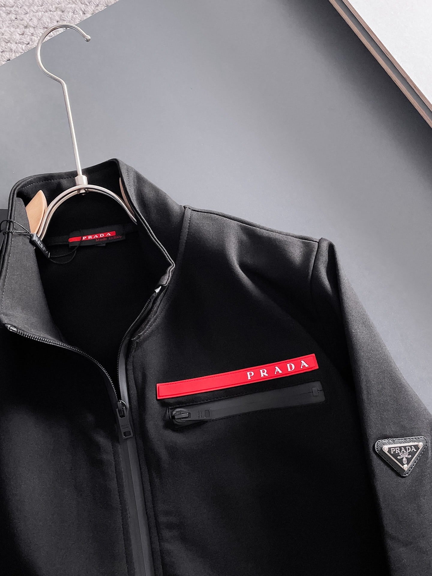 Prada Linea Rossa Tracksuit Set - Black Technical Knit Zip Jacket