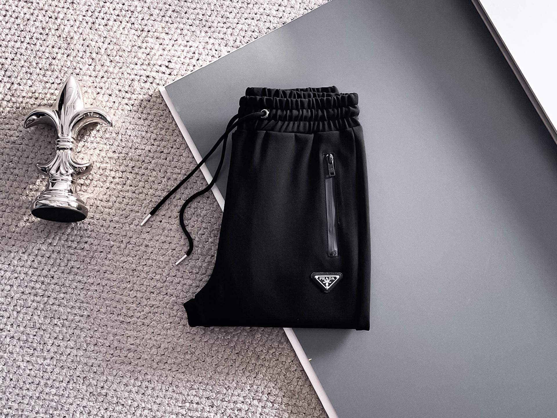 Prada Linea Rossa Tracksuit Set - Black Technical Knit Zip Jacket