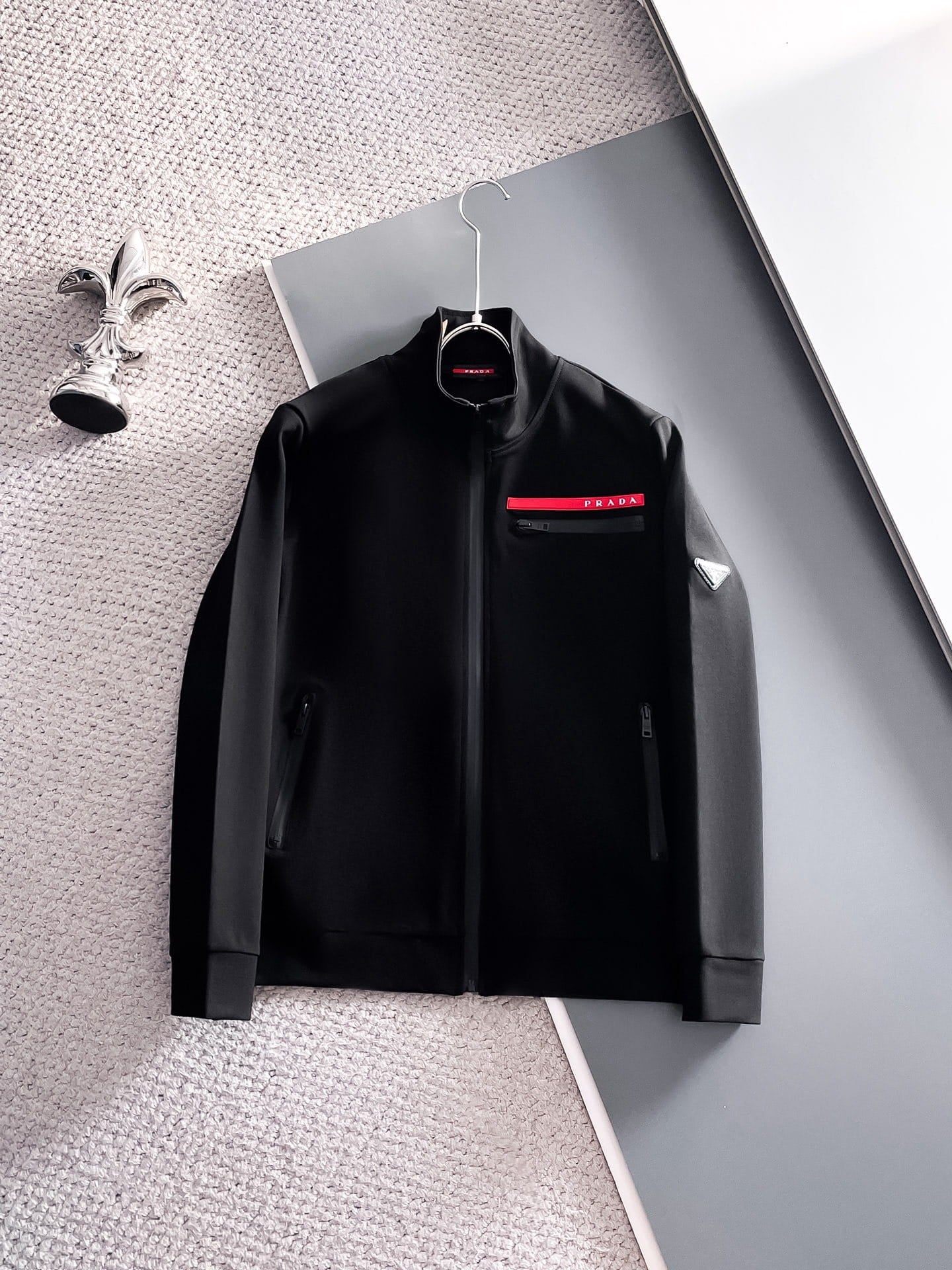 Prada Linea Rossa Tracksuit Set - Black Technical Knit Zip Jacket