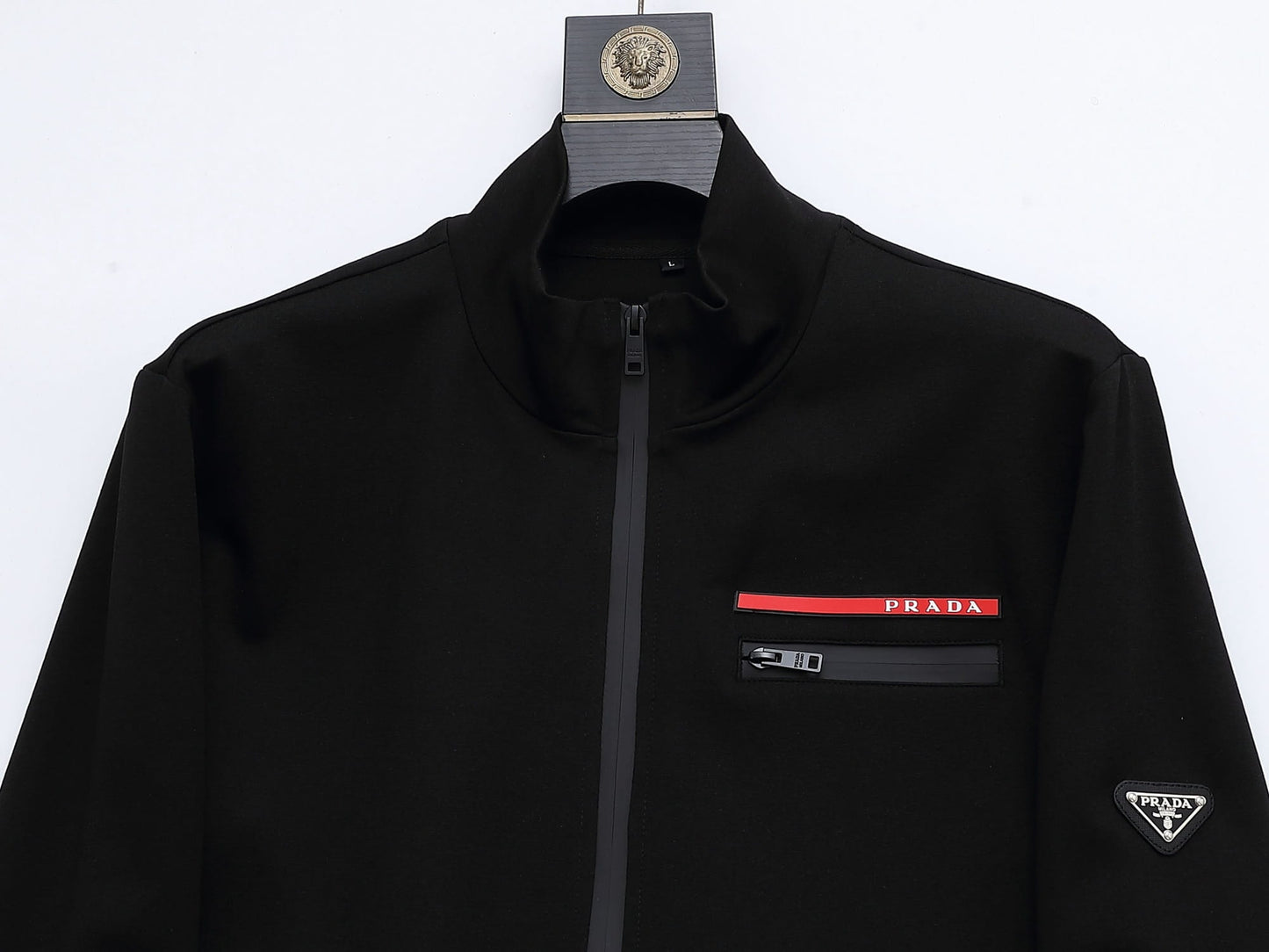 Prada Linea Rossa Tracksuit Set - Black Technical Knit Zip Jacket & Pants