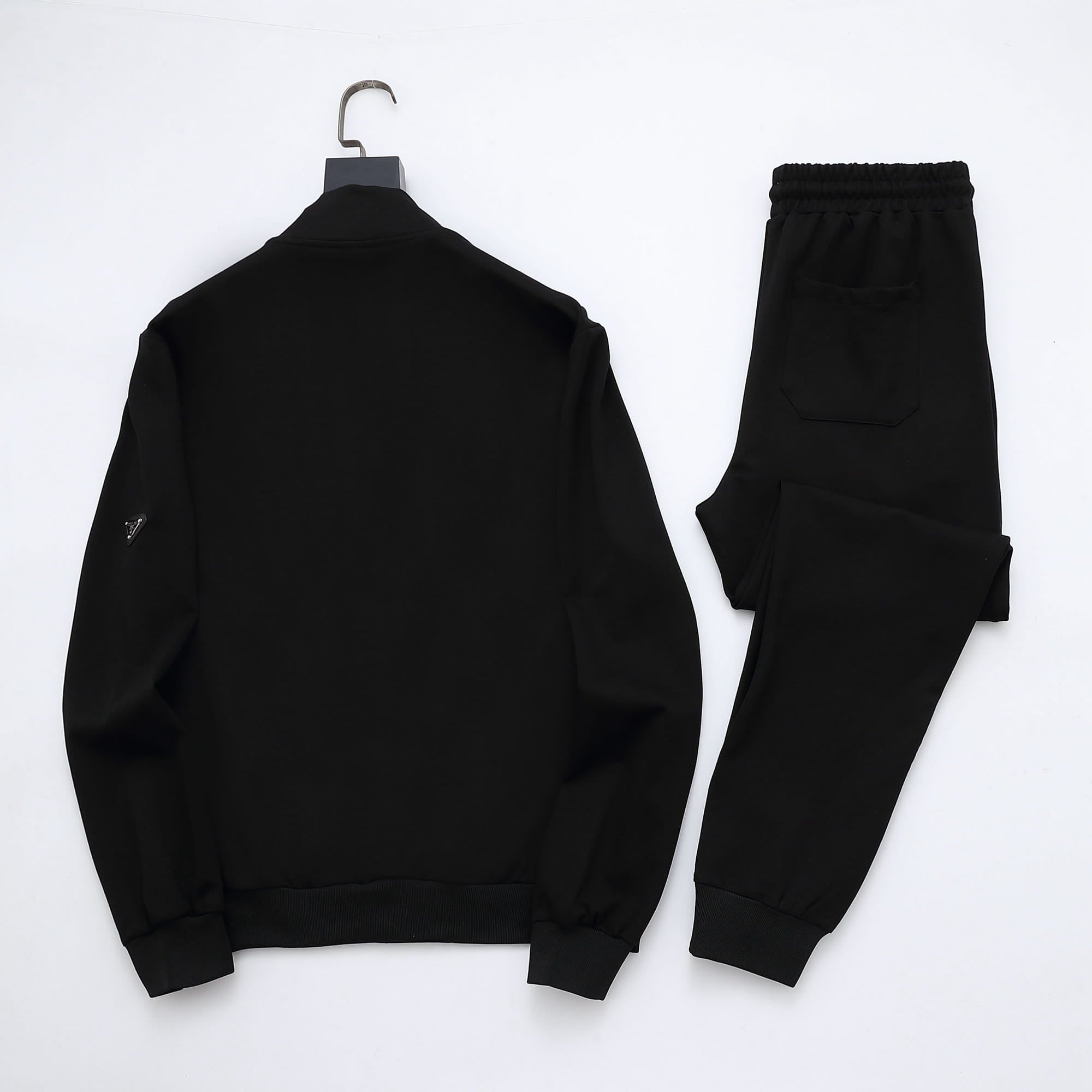 Prada Linea Rossa Tracksuit Set - Black Technical Knit Zip Jacket