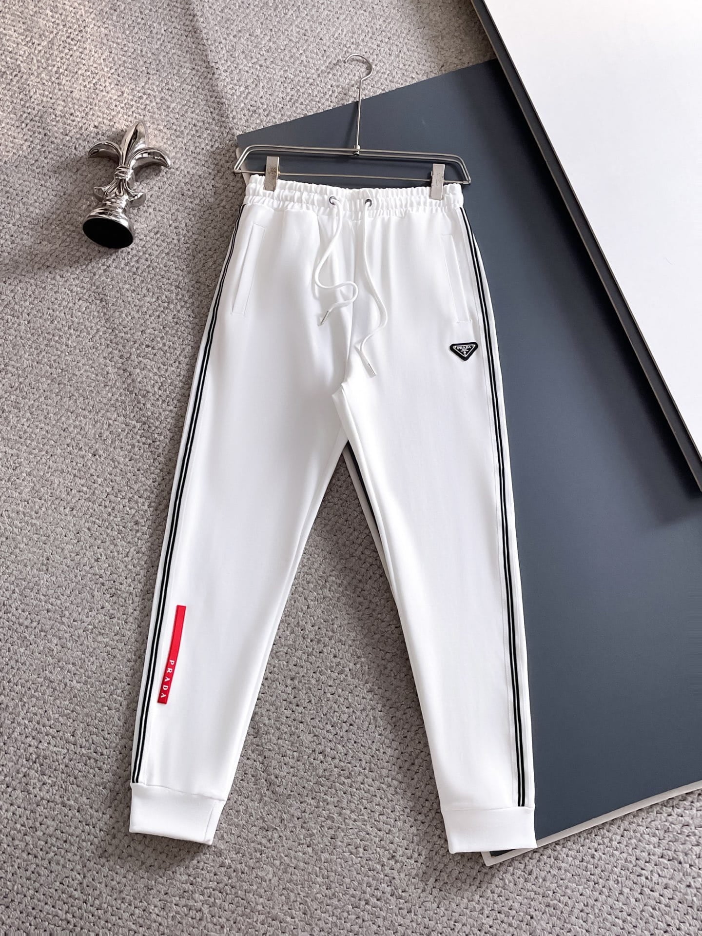 Prada Linea Rossa Tracksuit Set - White Technical Knit Stripe Zip