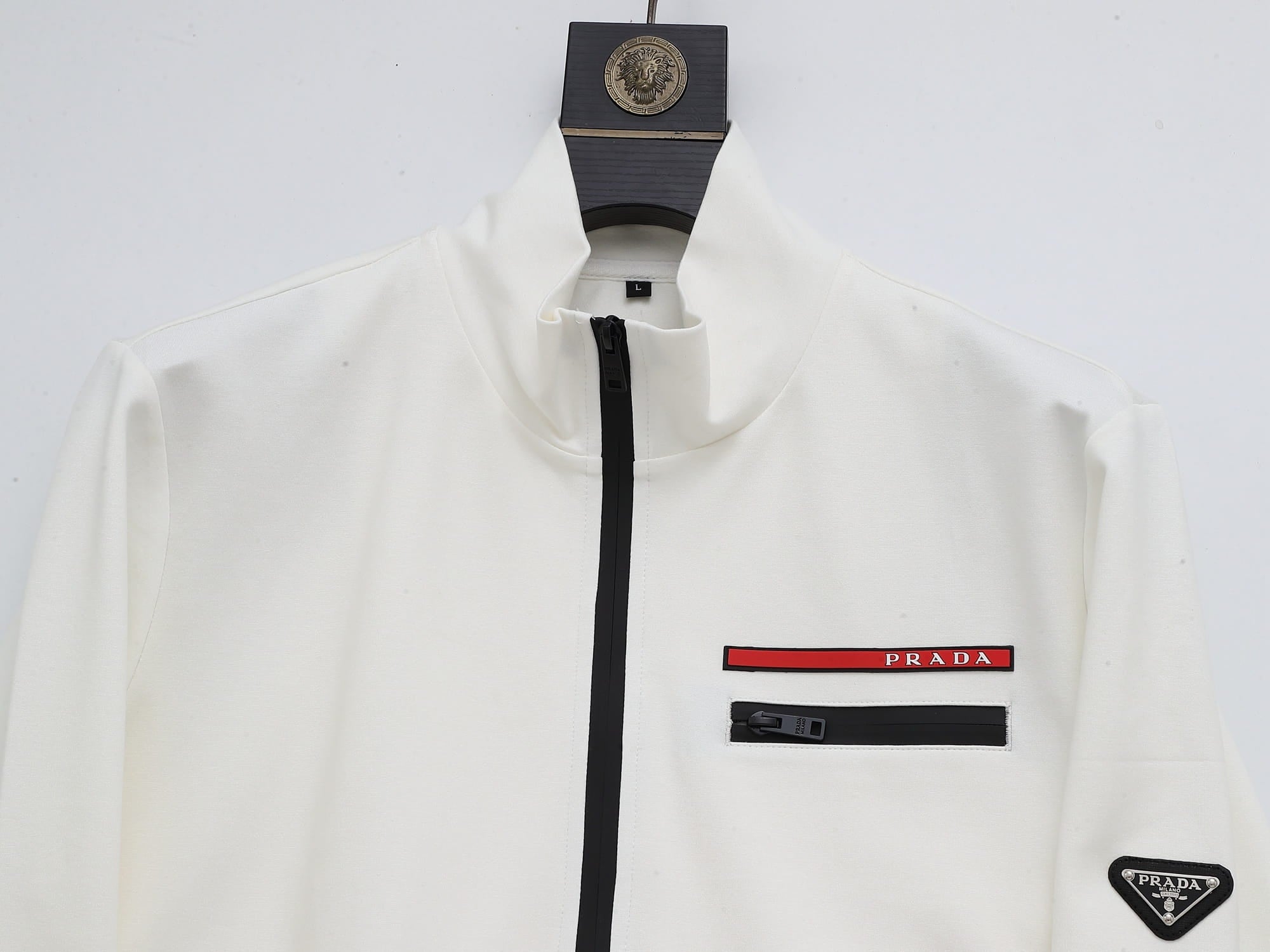 Prada Linea Rossa Tracksuit Set - White Technical Knit Zip Jacket