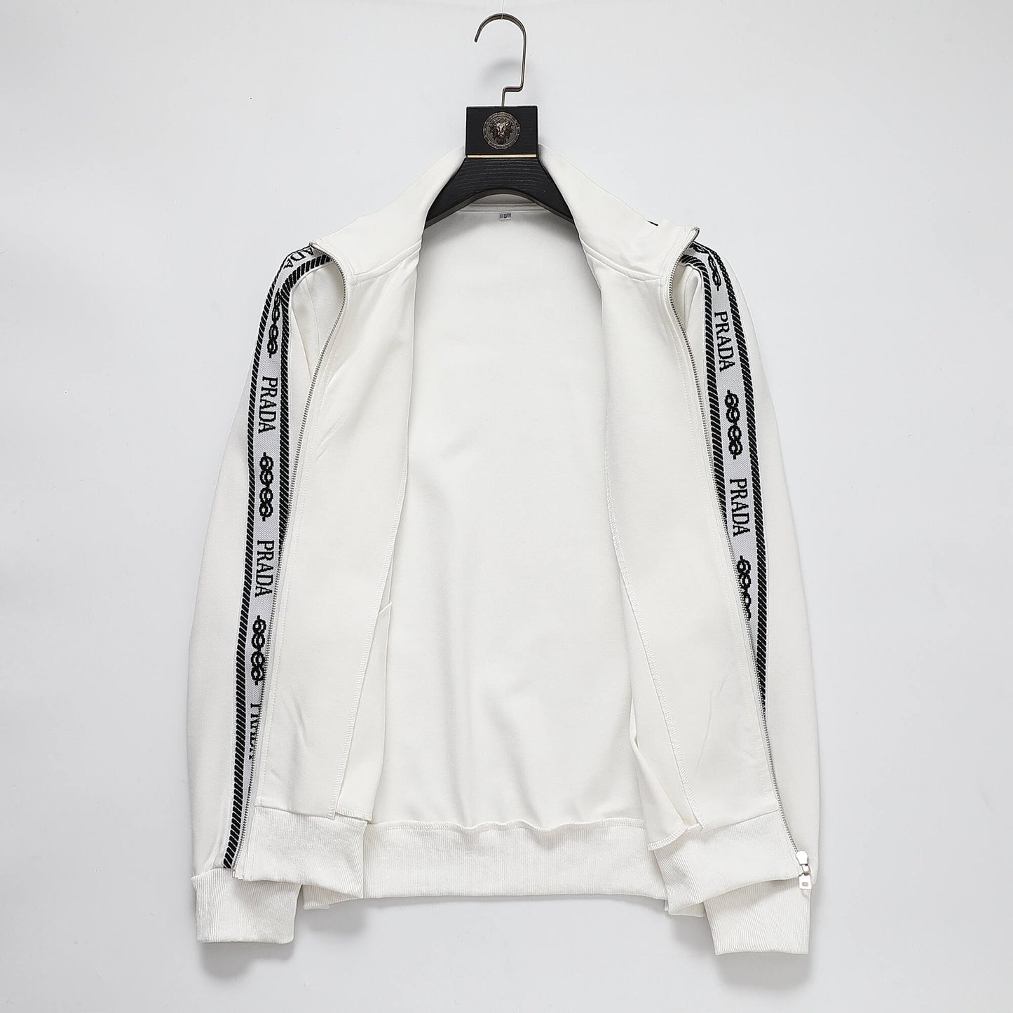 Prada Milano Logo Side Band Technical Jersey Tracksuit White