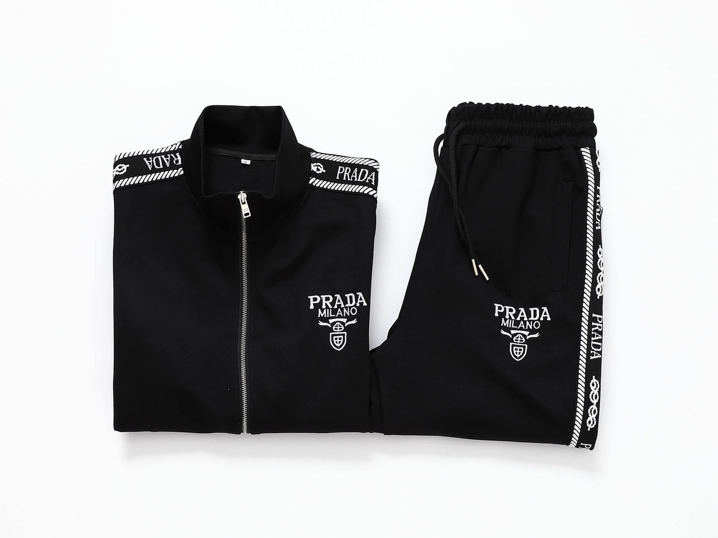 Prada Milano Logo Side Band Technical Jersey Jacket Black