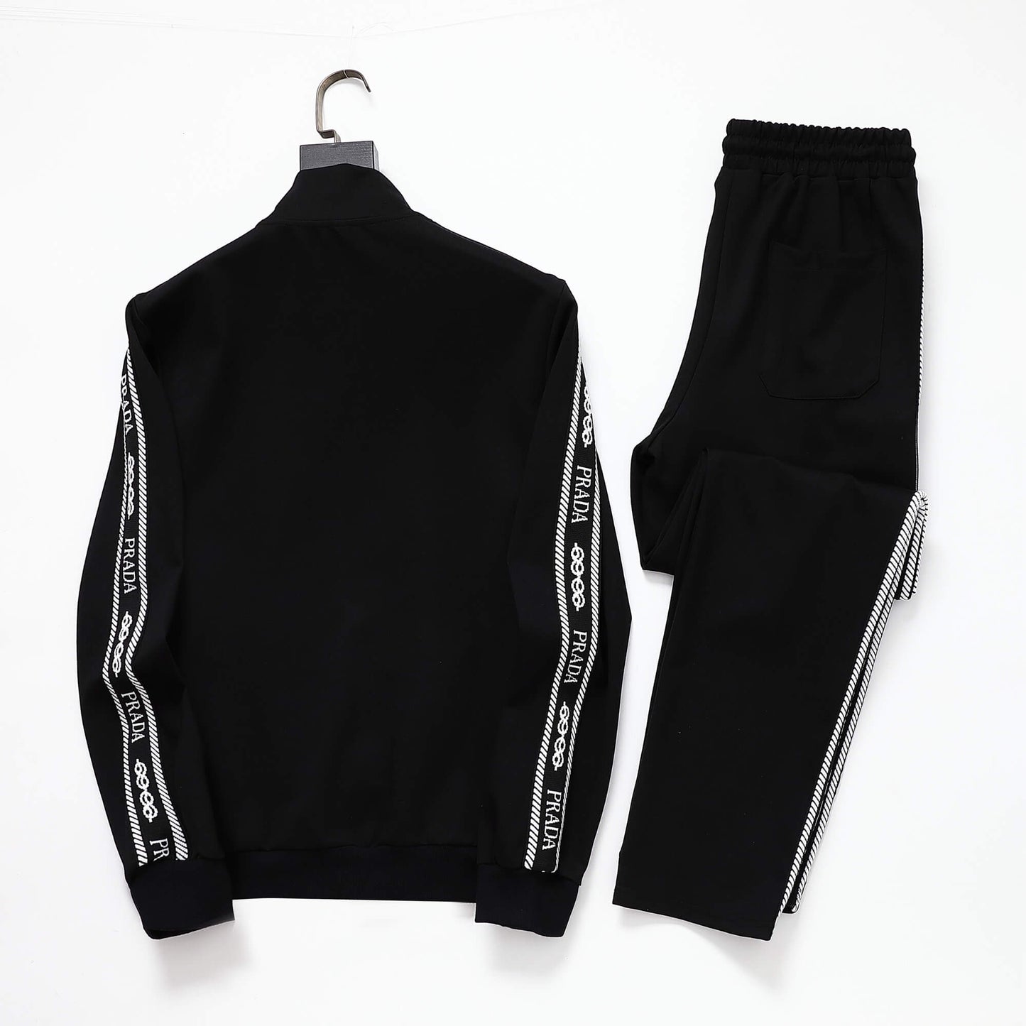 Prada Milano Logo Side Band Technical Jersey Jacket Black