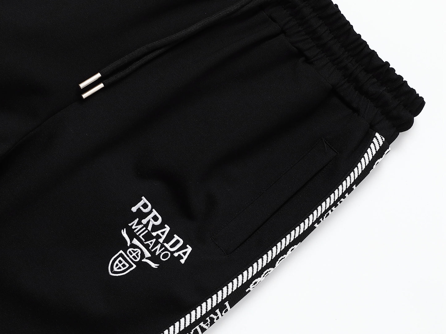 Prada Milano Logo Side Band Technical Jersey Jacket Black