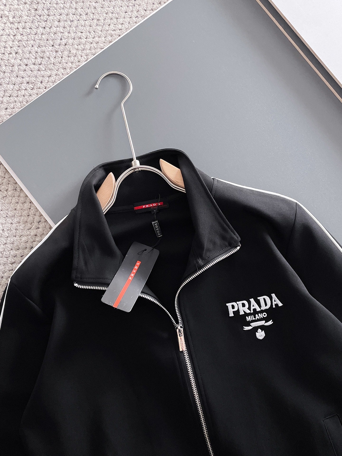 Prada Milano Tracksuit Set - Black Technical Knit Piping Zip