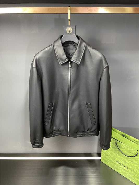 Prada Bomber Black Leather Jacket