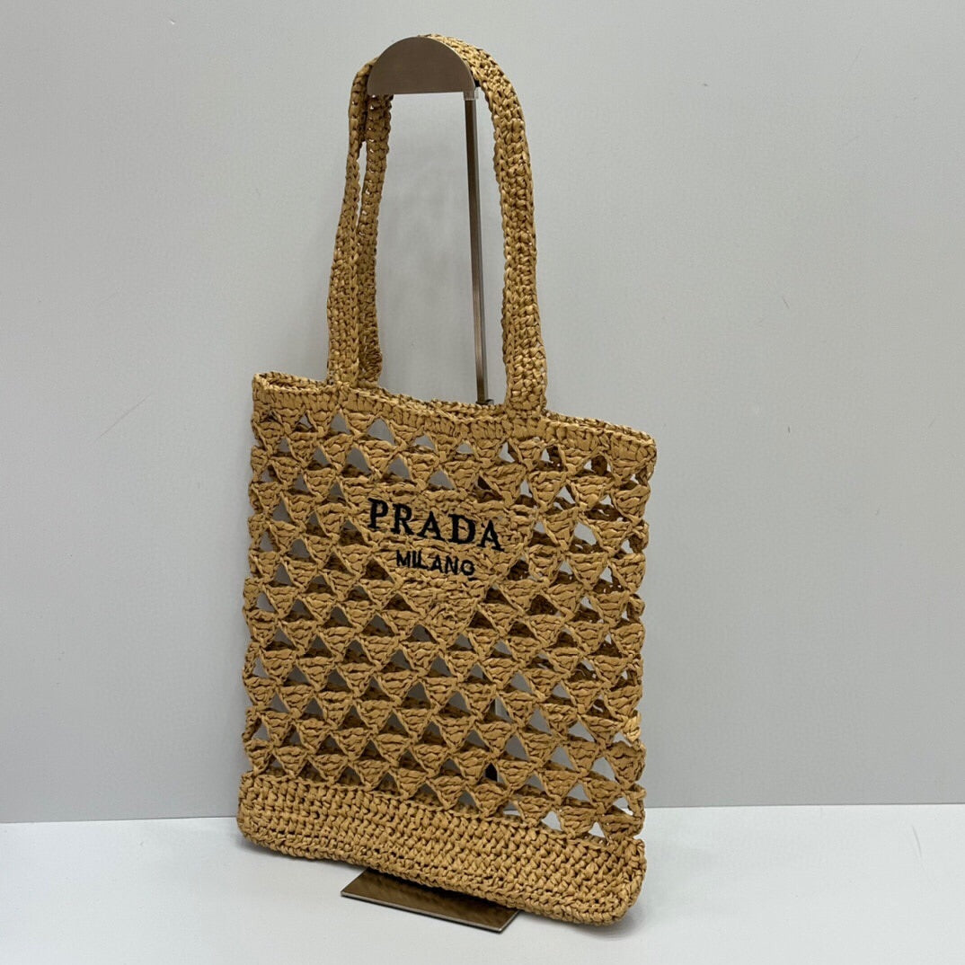 Prada Woven Raffia Tote Bag