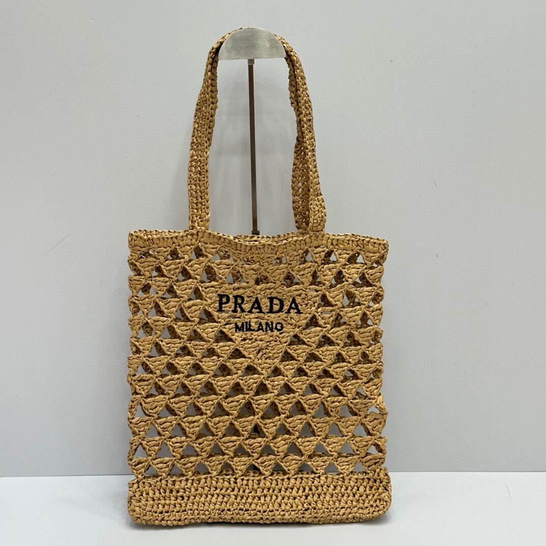 Prada Woven Raffia Tote Bag