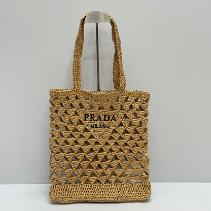 Prada Woven Raffia Tote Bag