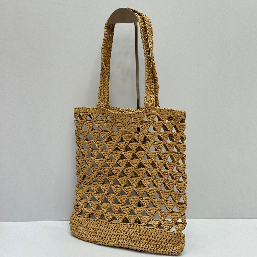 Prada Woven Raffia Tote Bag