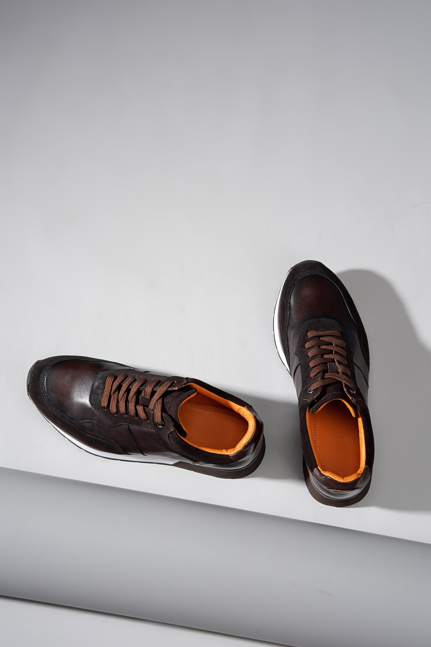 Premium Coffee Leather & Suede Sneakers for the Modern Man