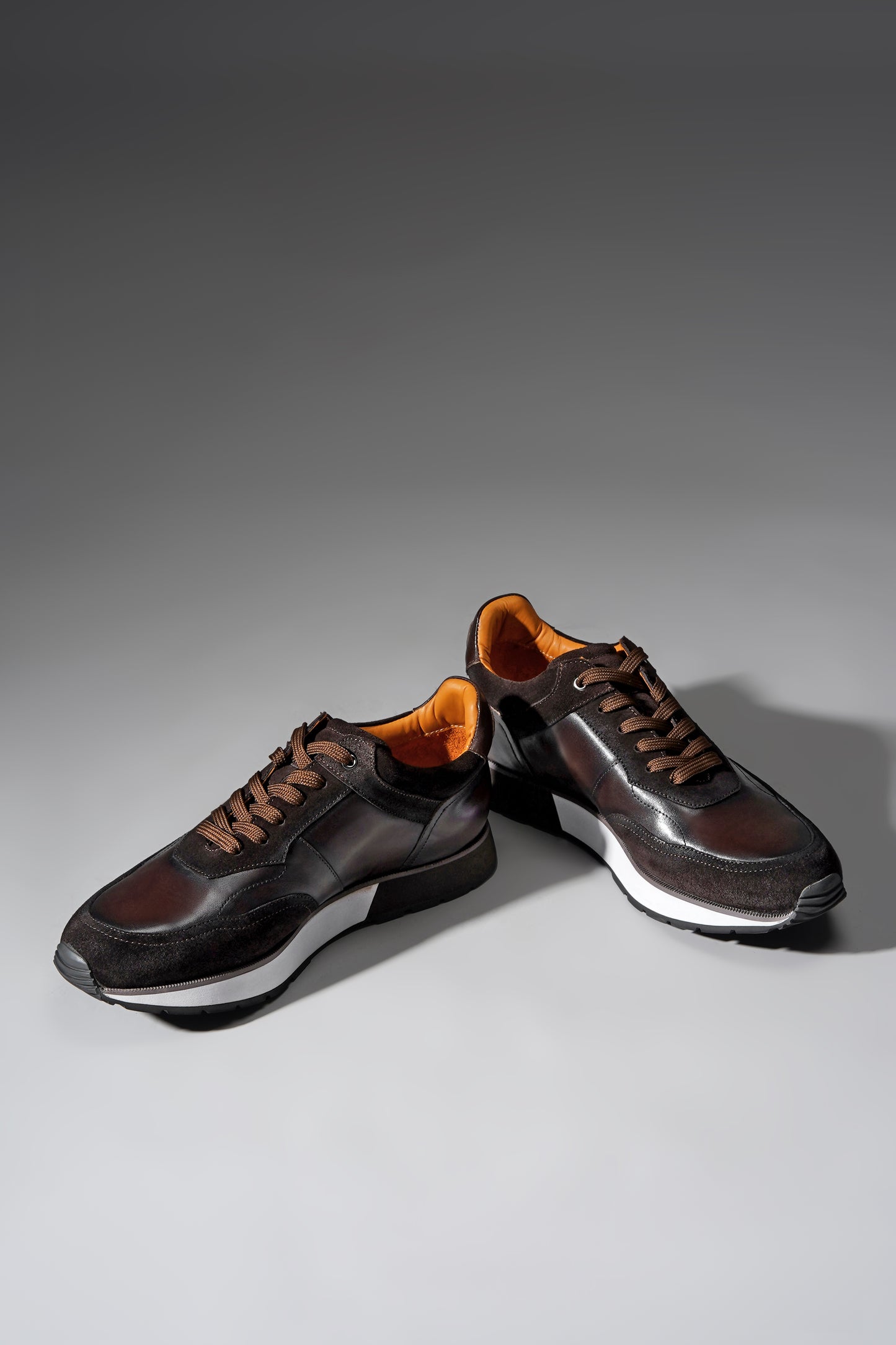 Premium Coffee Leather & Suede Sneakers for the Modern Man