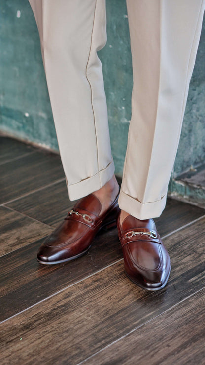 Dressy men's loafers in a rich brown