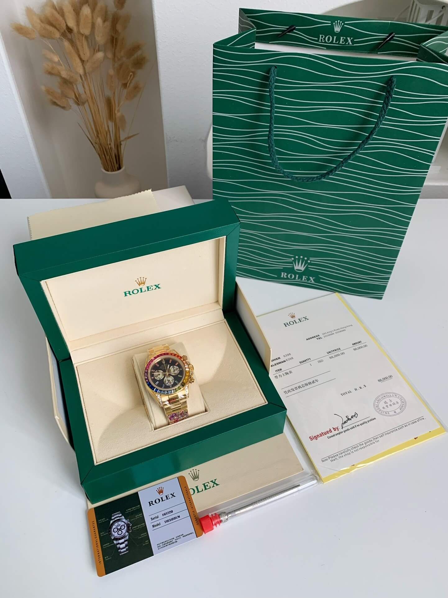 Rolex Cosmograph Daytona "Rainbow" Ref. 116598RBOW – 18ct Yellow Gold, Diamond-Set Lugs