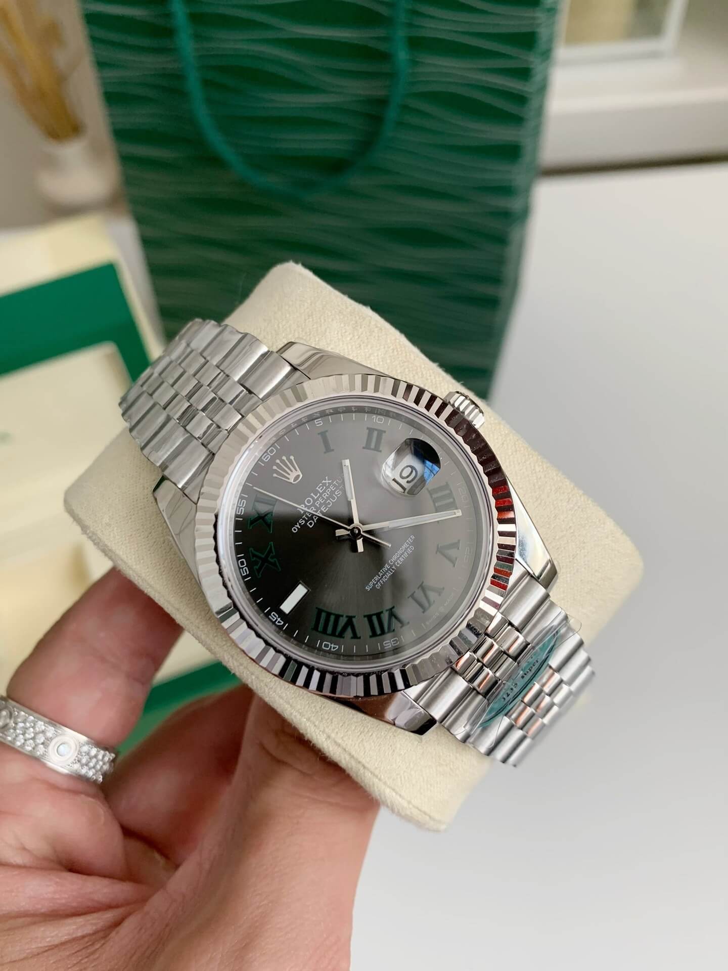Rolex Datejust 41 Ref. 126334 – Oystersteel and White Gold, Slate Wimbledon Dial, Jubilee Bracelet