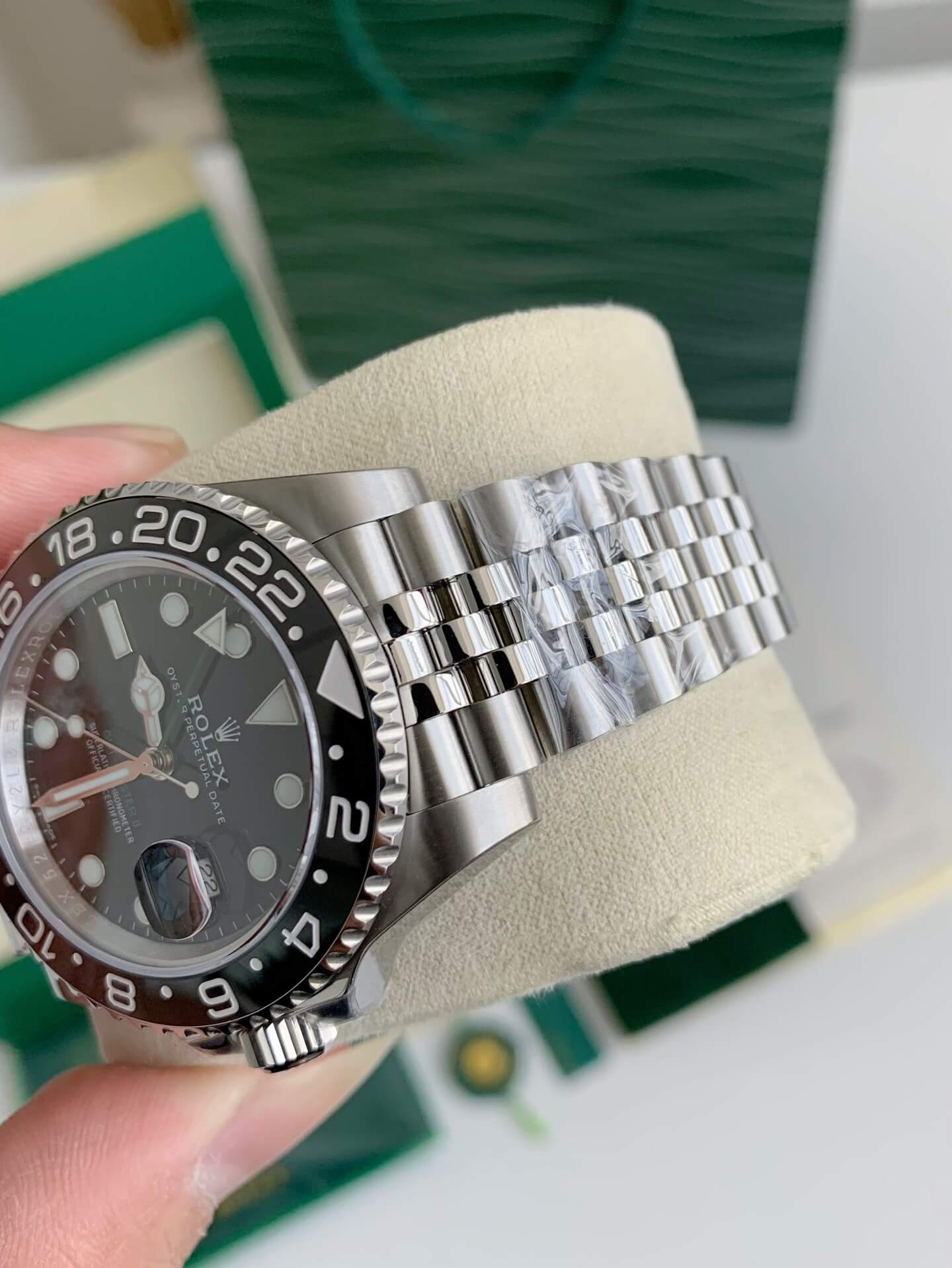 Rolex GMT-Master II Ref. 126710GRNR – Black & Grey Bezel "Bruce Wayne," Jubilee Bracelet