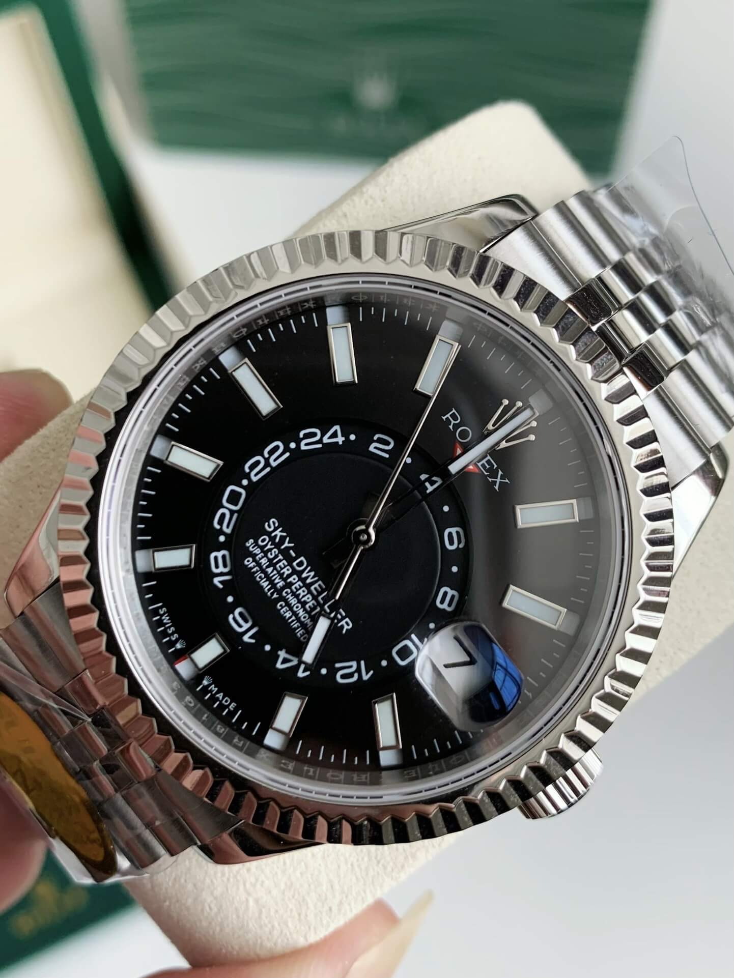 Rolex Sky-Dweller Ref. 326934 – White Rolesor, Black Dial, Jubilee Bracelet