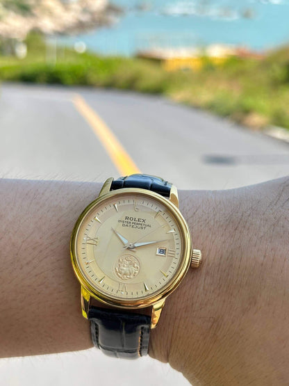 Rolex Datejust 36mm Yellow Gold with Champagne Dial and Leather Strap