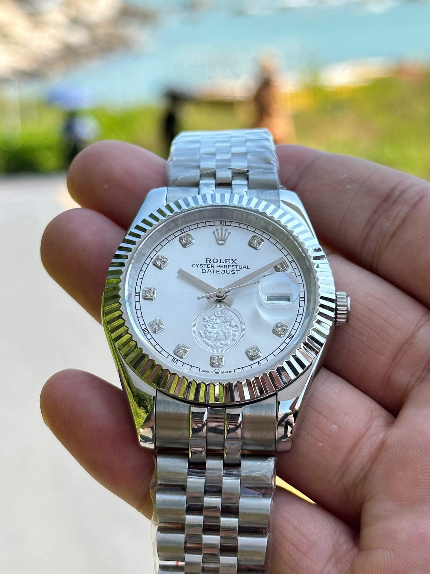 Rolex Datejust 41mm Stainless Steel with White Dial and Diamond Markers