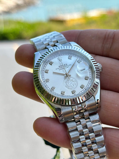 Rolex Datejust 41mm Stainless Steel with White Dial and Diamond Markers